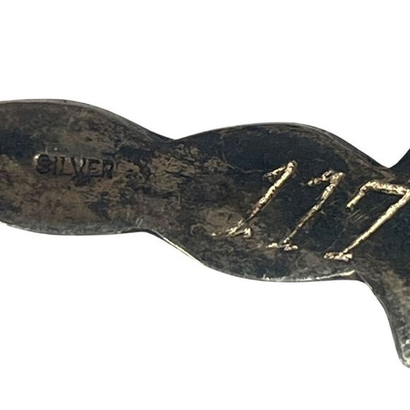 Antique Silver Signed Kilt Pin Weave Design with Pirate Ship - Picture 7 of 8